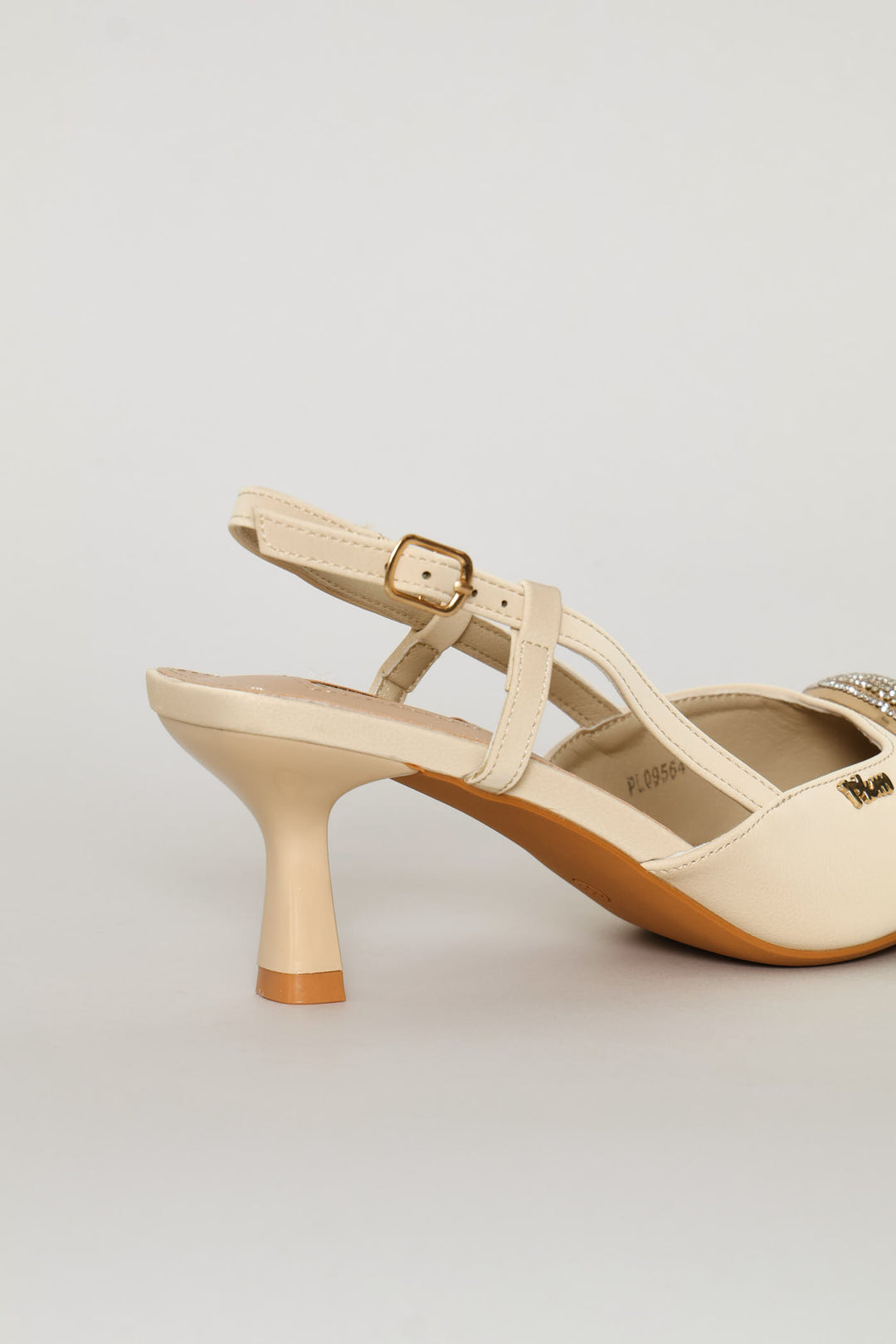 Jewel Detail Slingback Heel - Off White