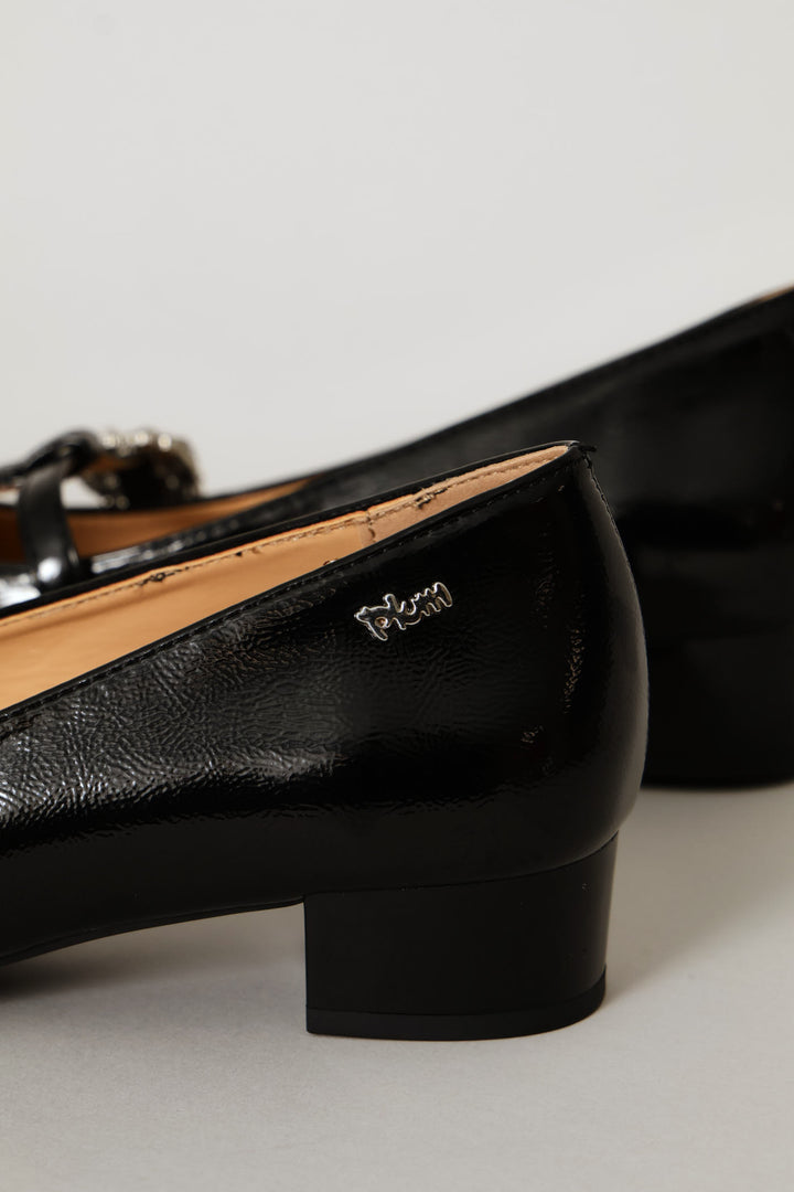Diamante Buckle Heeled Pump - Black