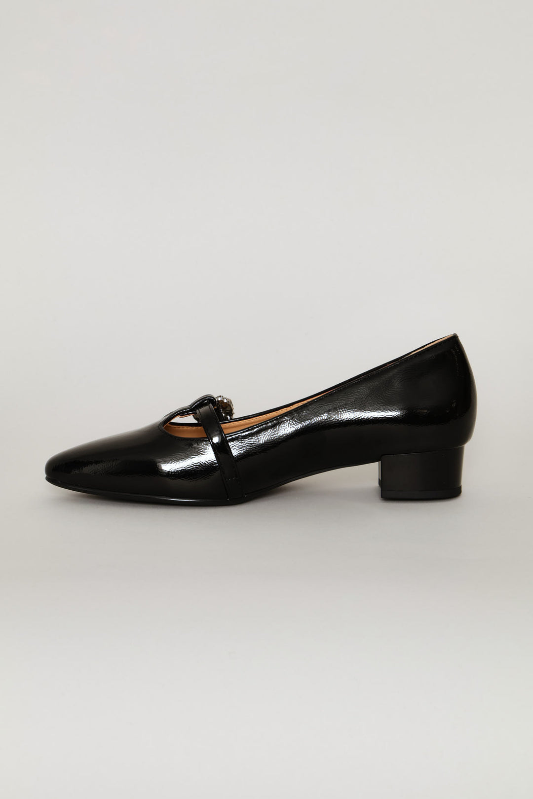 Diamante Buckle Heeled Pump - Black