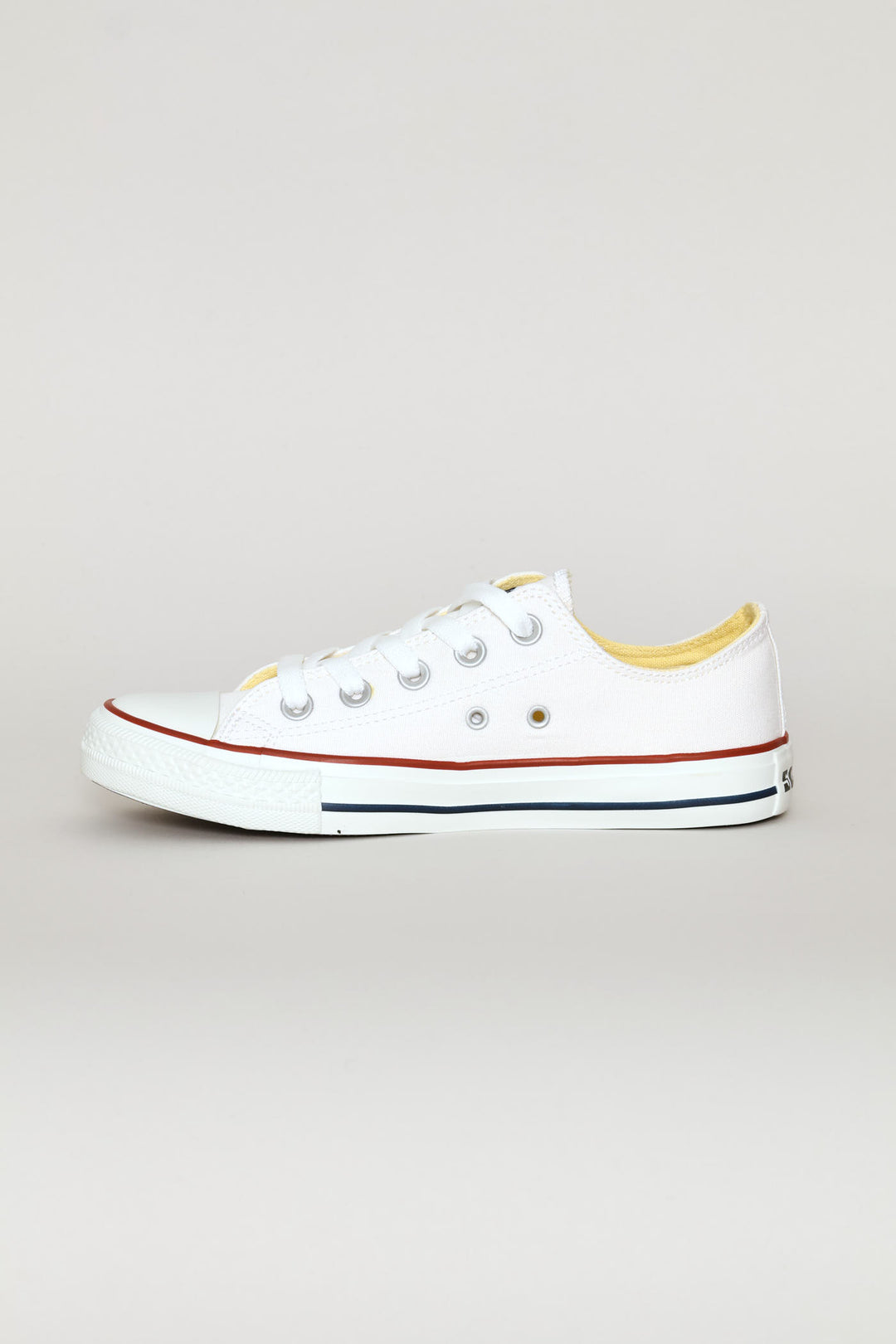 Basic Canvas Low Cut Lace Up Sneaker - White