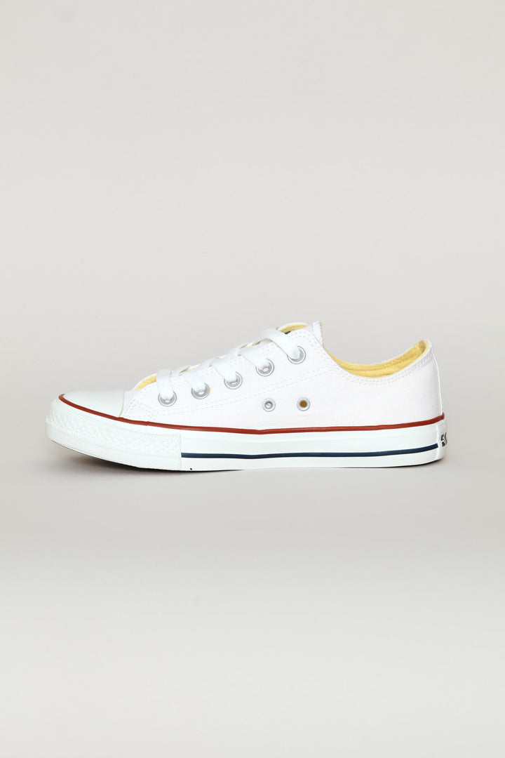 Basic Canvas Low Cut Lace Up Sneaker - White