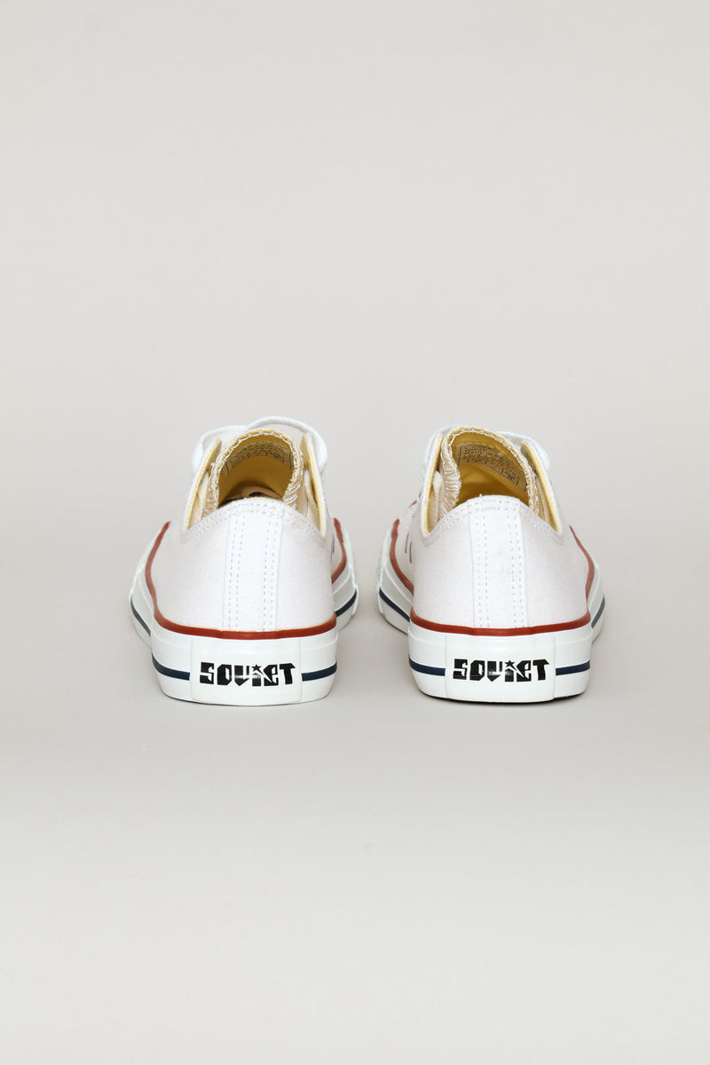 Basic Canvas Low Cut Lace Up Sneaker - White
