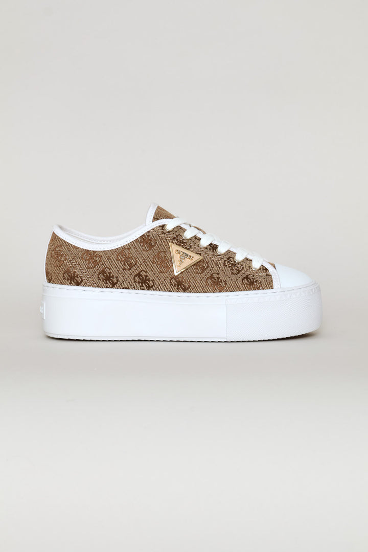 Logo Platform Sneaker - Beige