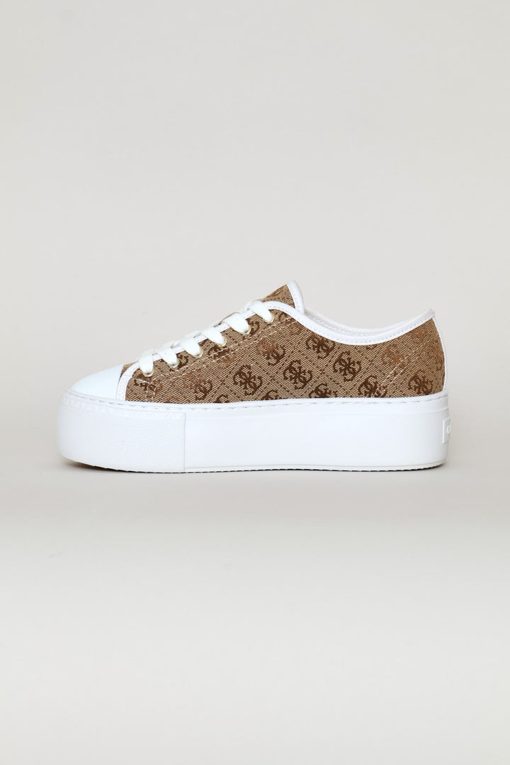 Logo Platform Sneaker - Beige