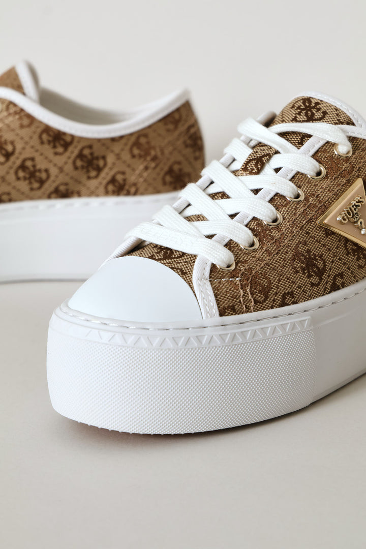Logo Platform Sneaker - Beige