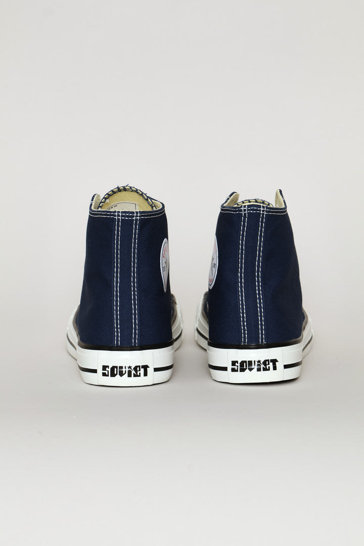 Basic Canvas Hi Cut Lace Up Sneaker - Navy