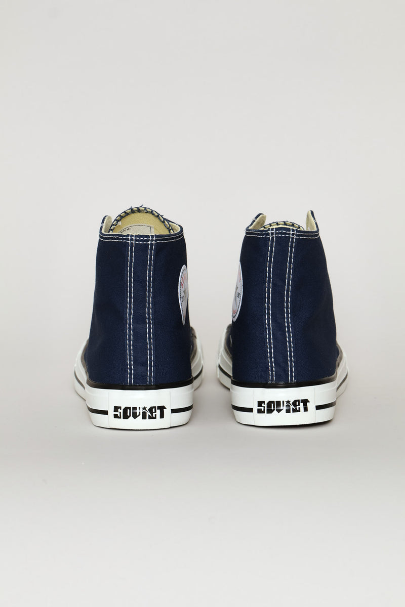 Basic Canvas Hi Cut Lace Up Sneaker - Navy