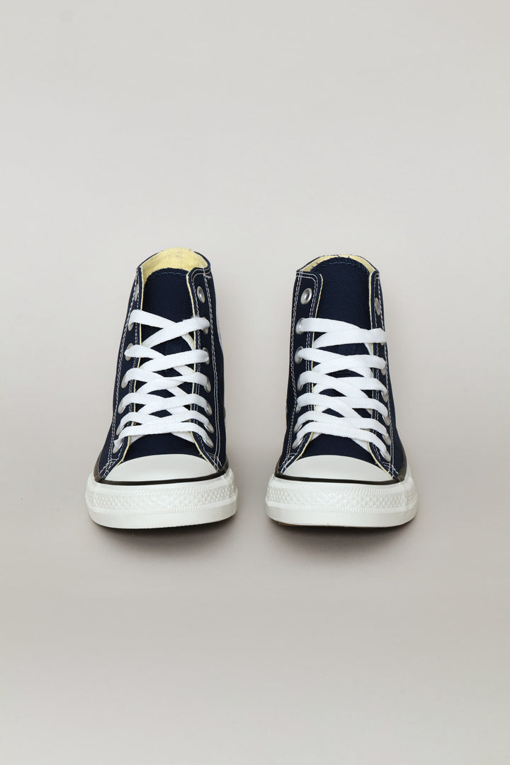 Basic Canvas Hi Cut Lace Up Sneaker - Navy