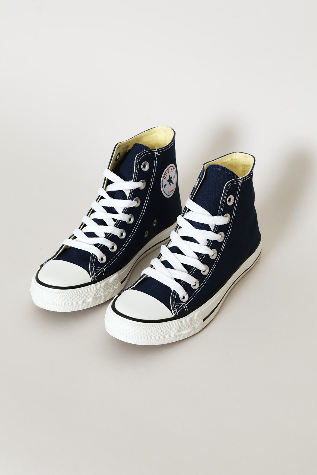 Basic Canvas Hi Cut Lace Up Sneaker - Navy