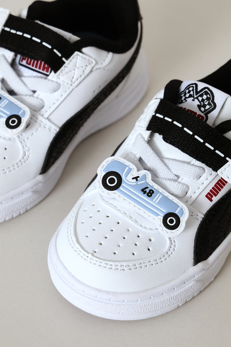 Pre-Boys Caven Racing Crew Ac+ Sneaker - White/Black