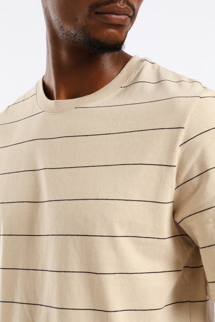Thin Stripe Tee - Stone