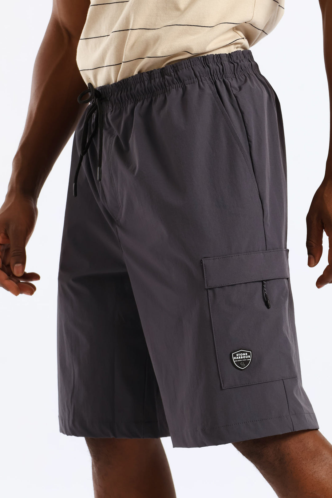 Zip Cargo Pocket Tech Short - Charcoal