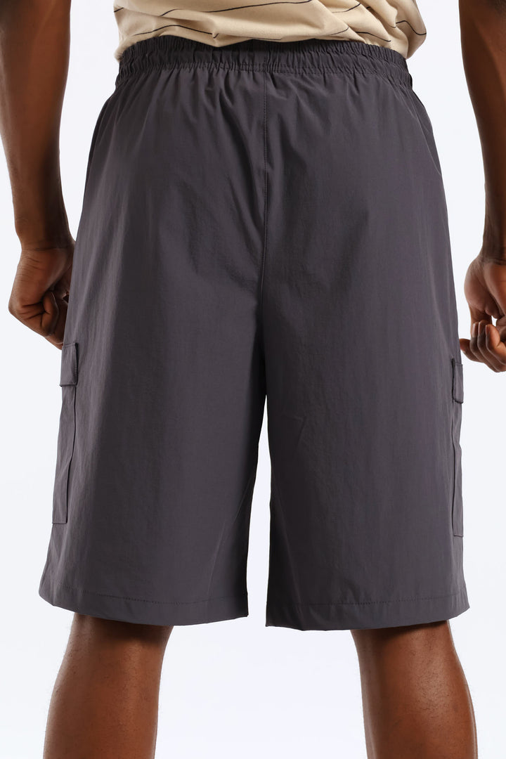 Zip Cargo Pocket Tech Short - Charcoal