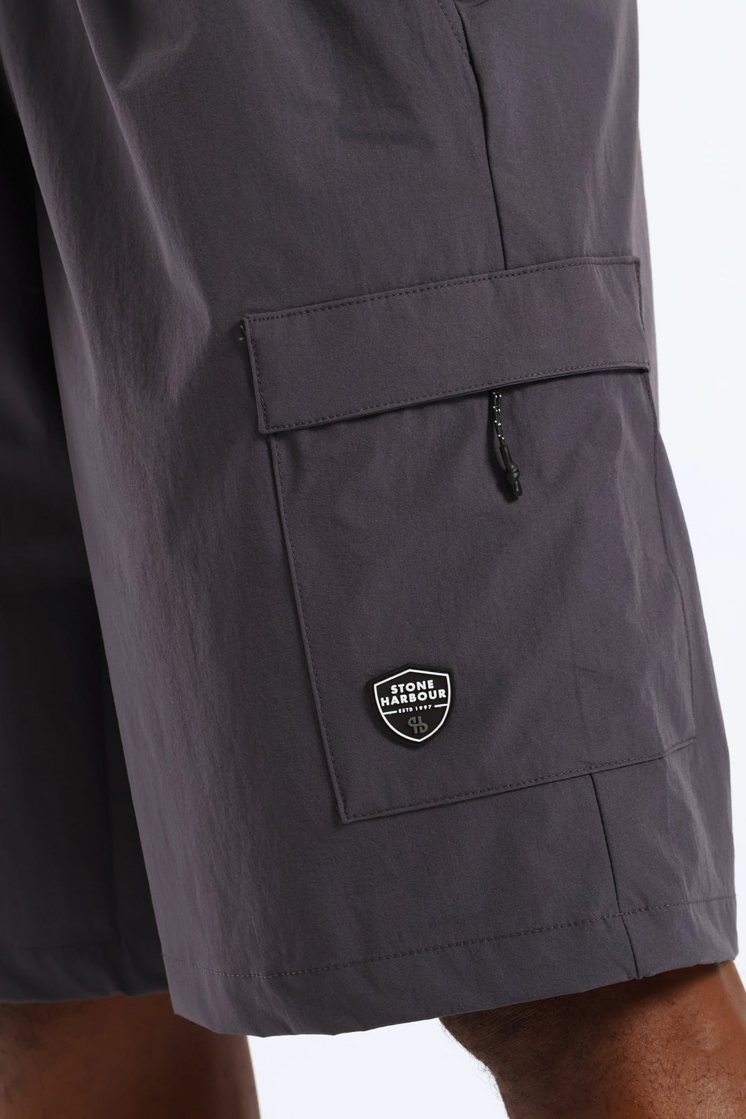 Zip Cargo Pocket Tech Short - Charcoal