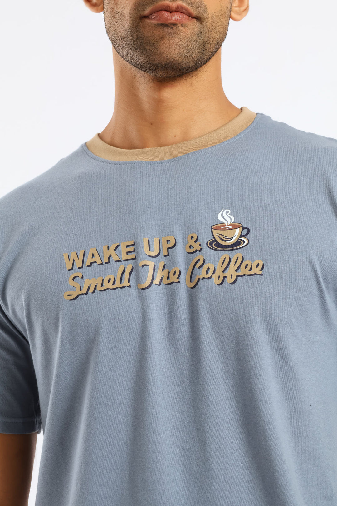 Wake Up & Smell Coffee Pyjama Tee - Blue