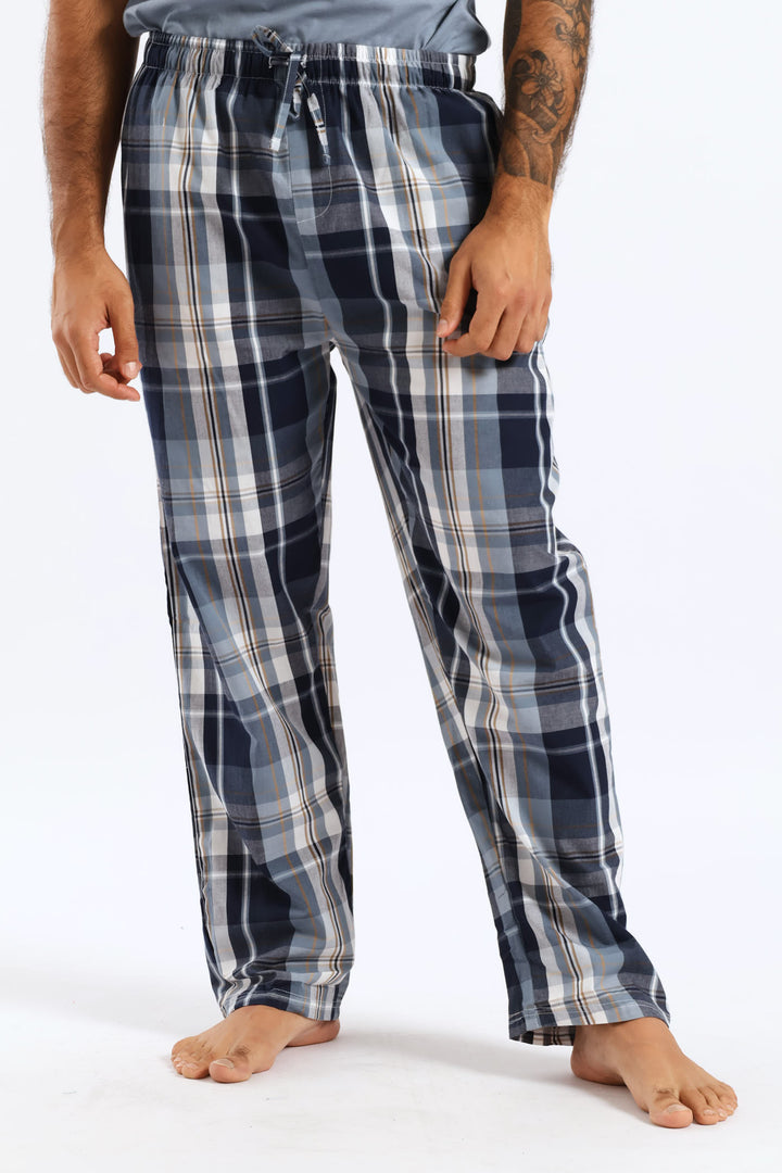 Check Woven Pyjama Long Pants - Blue