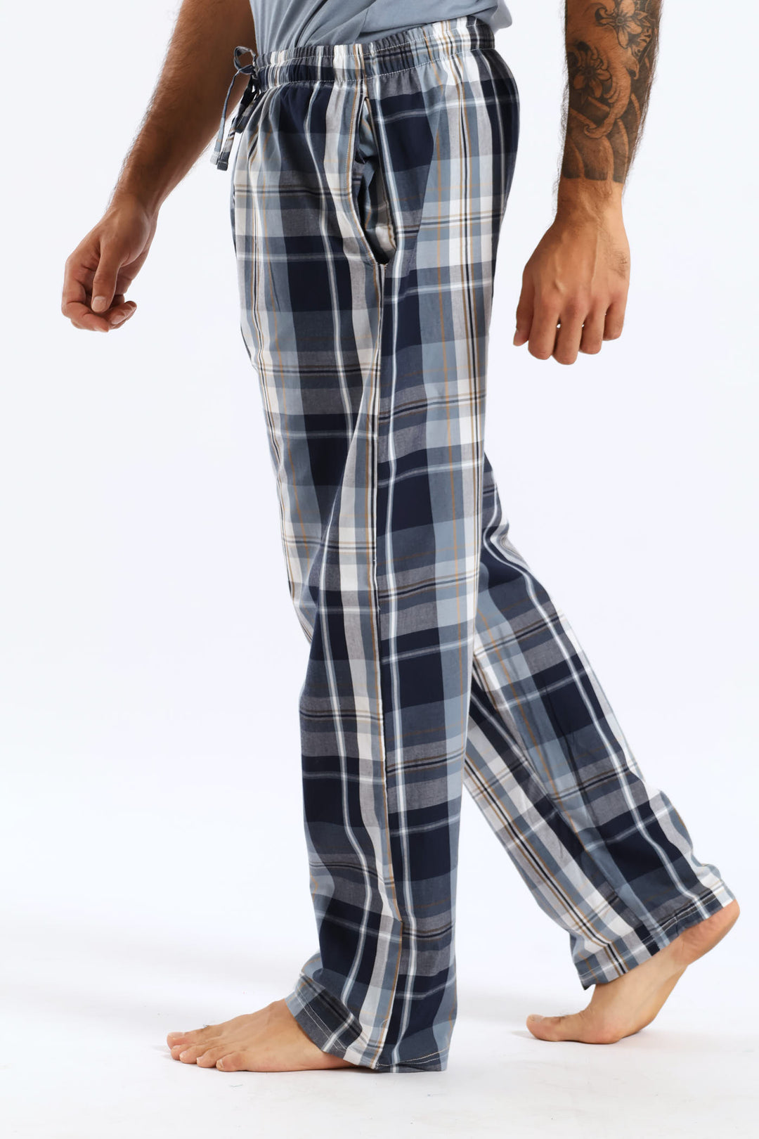 Check Woven Pyjama Long Pants - Blue