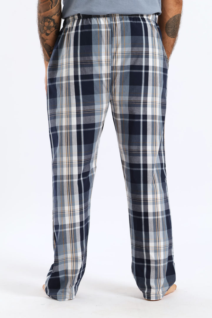 Check Woven Pyjama Long Pants - Blue