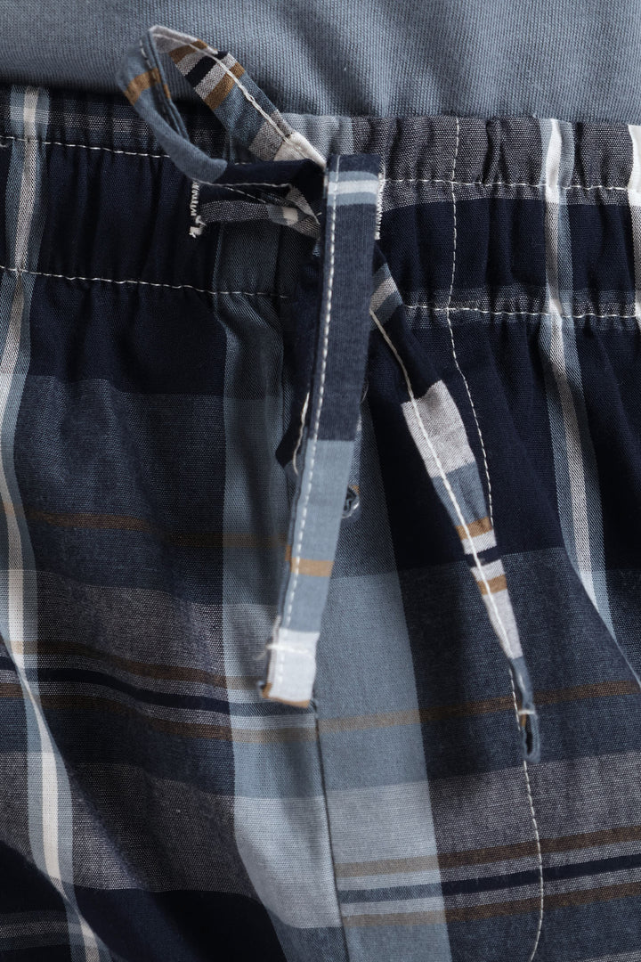 Check Woven Pyjama Long Pants - Blue