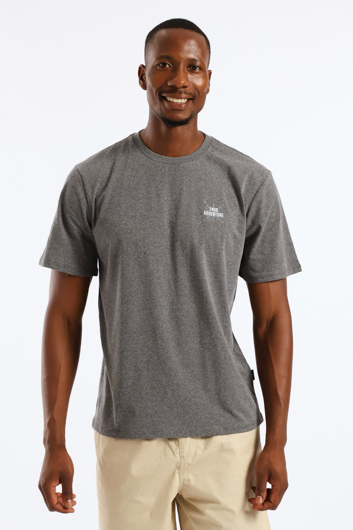 Tru Adventure Front & Back Tee - Charcoal Melange