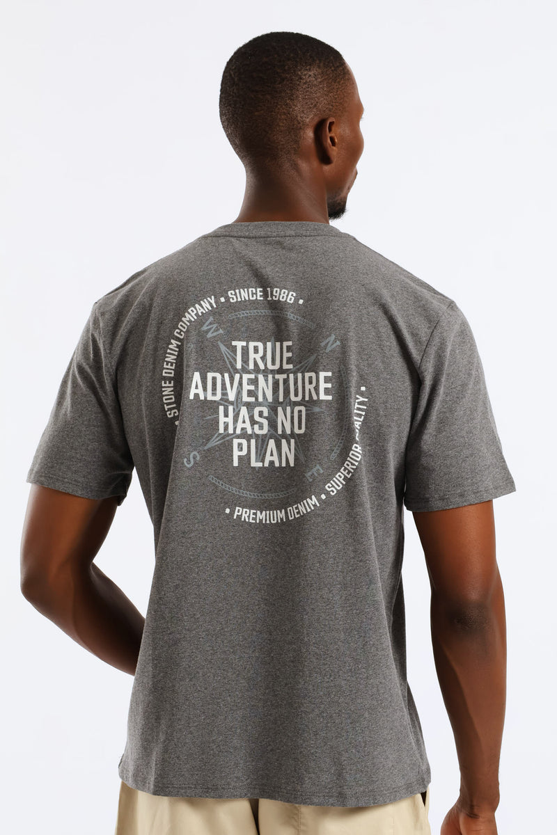Tru Adventure Front & Back Tee - Charcoal Melange