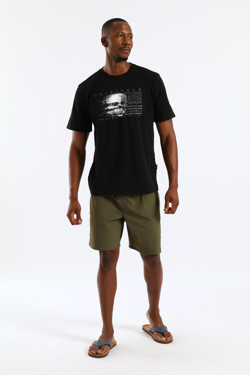 Side Print Swim Short - Olive