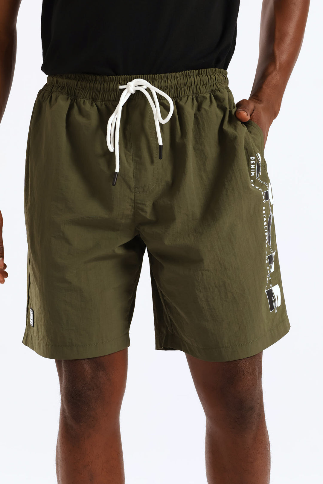 Side Print Swim Short - Olive
