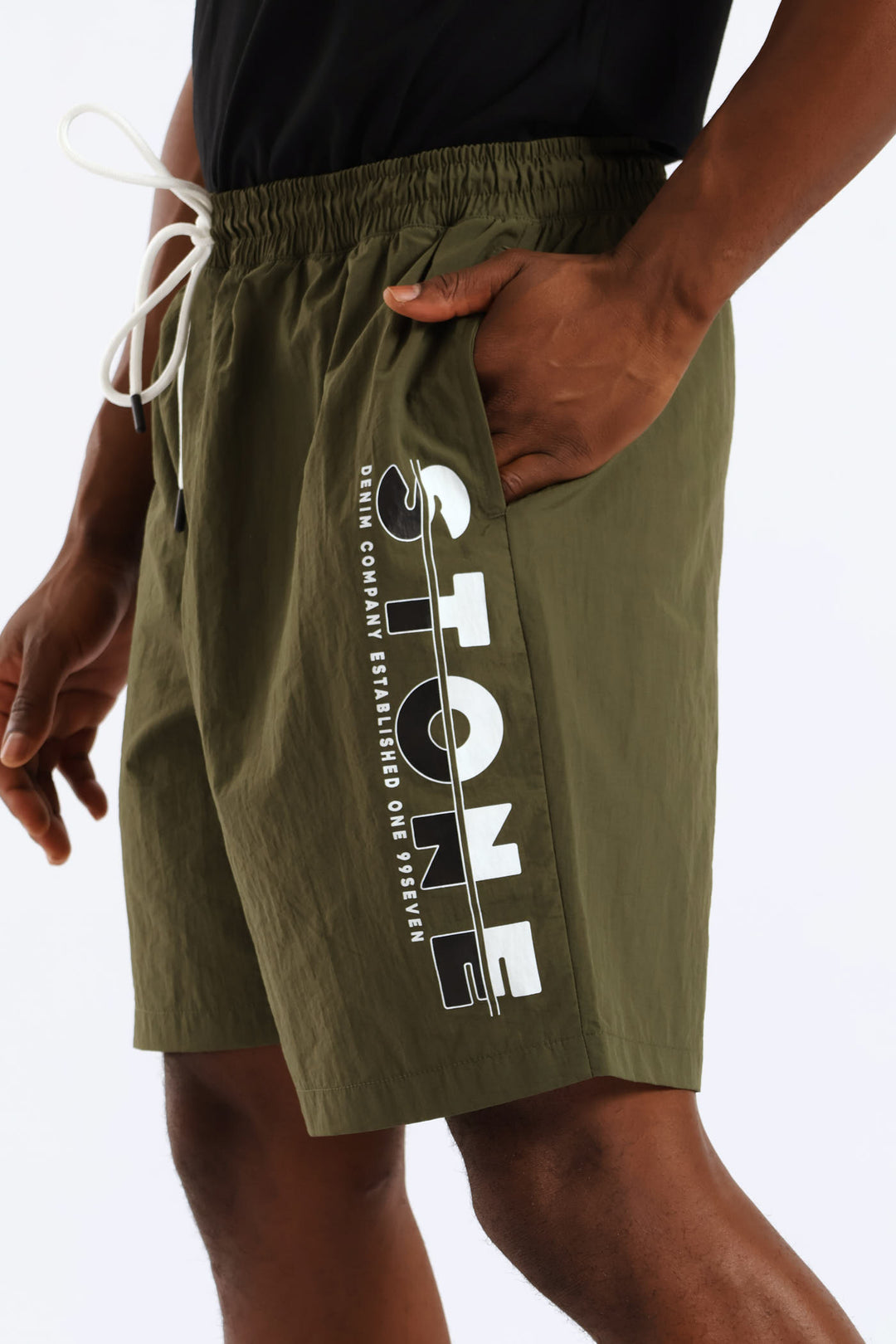 Side Print Swim Short - Olive