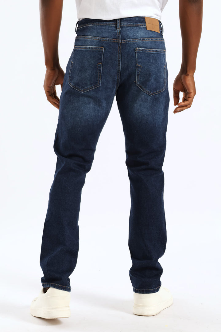 Blasted Slim Denim - Mid Wash