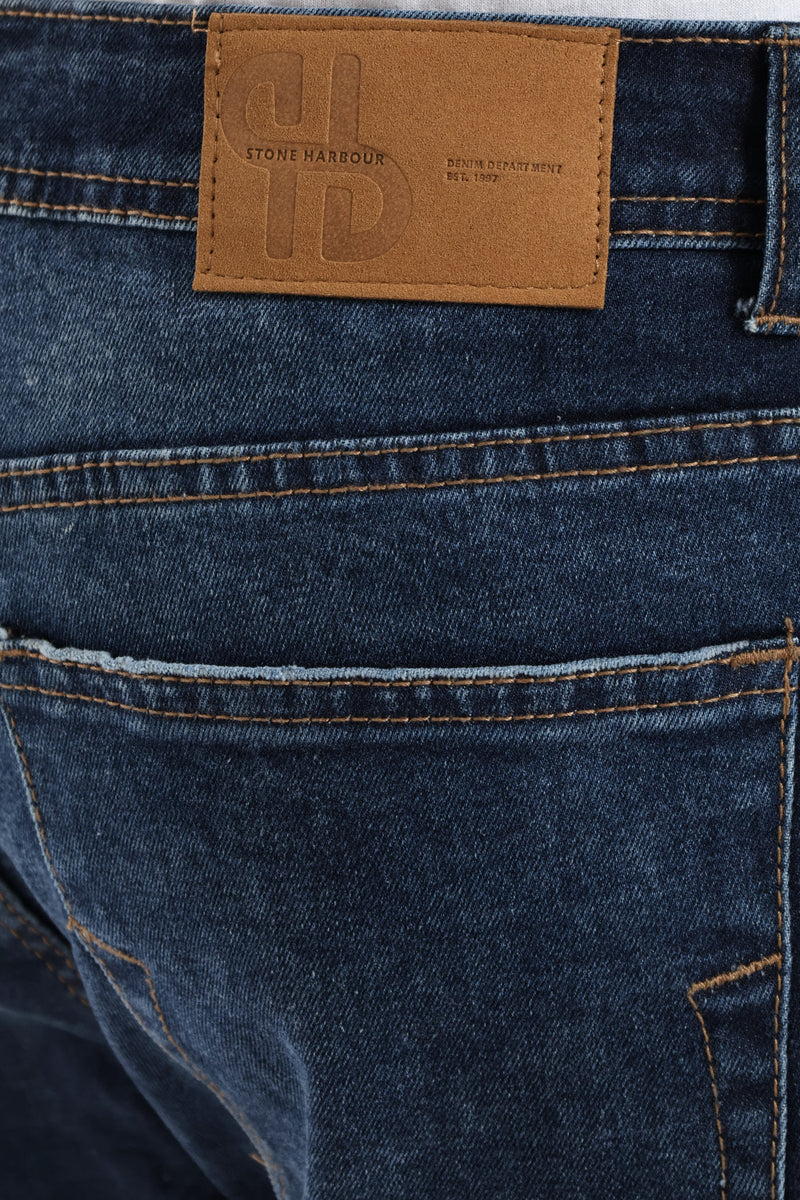 Blasted Slim Denim - Mid Wash