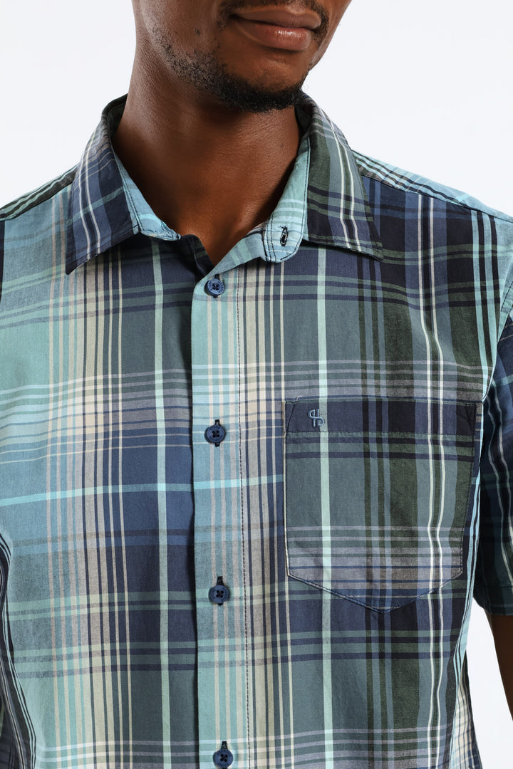 Jewel Check Regular Shirt - Green/Blue
