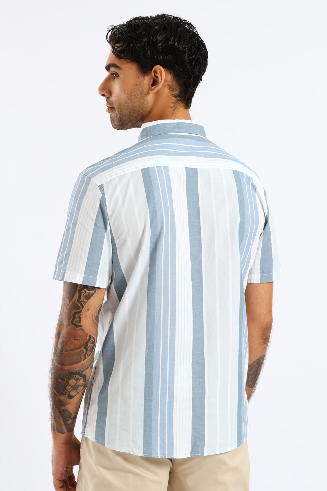 Stripe Button Down Shirt - White/Blue