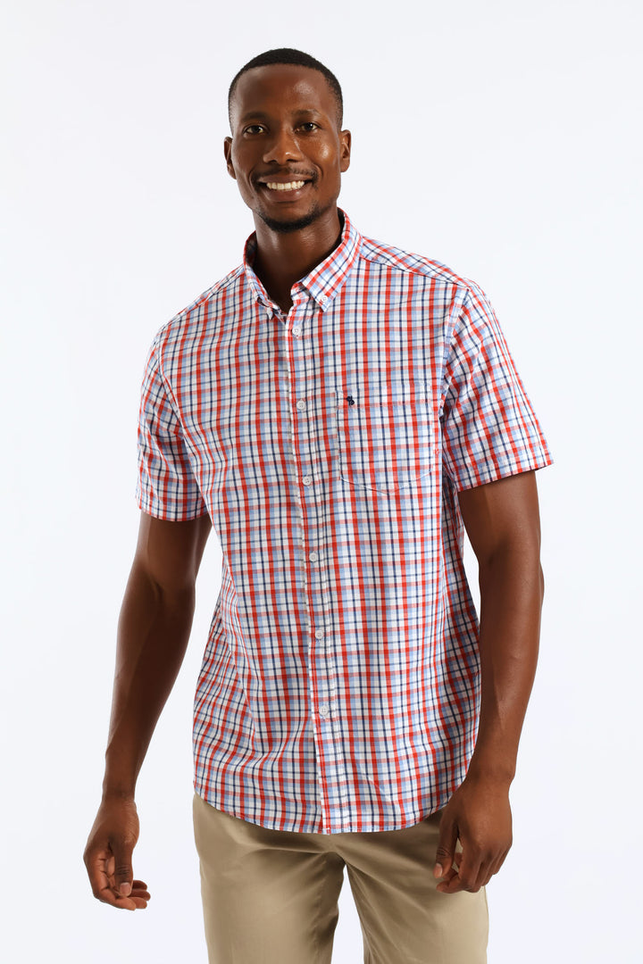 Check Button Down Shirt - Red/Navy/White