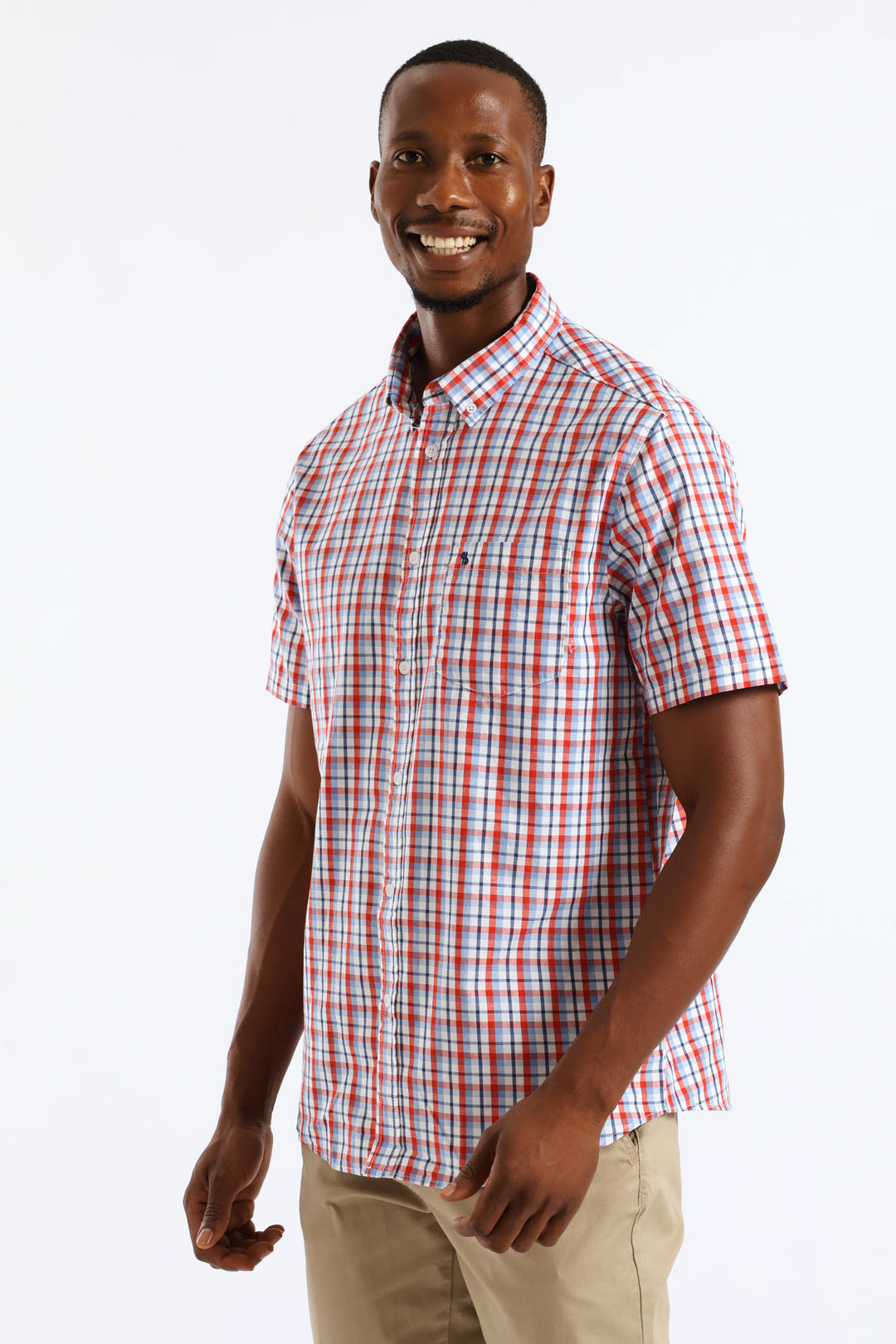 Check Button Down Shirt - Red/Navy/White