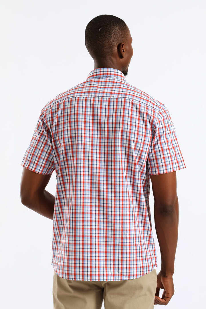 Check Button Down Shirt - Red/Navy/White