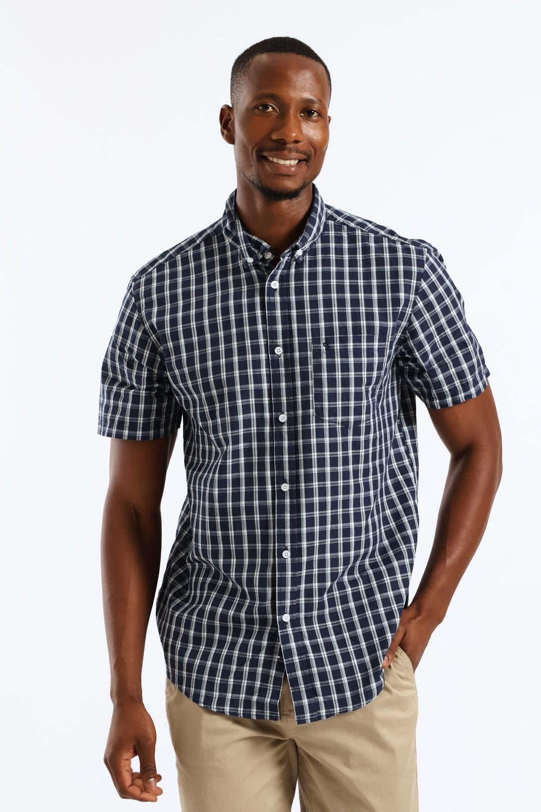 Button Down Check Shirt - Navy/Sage