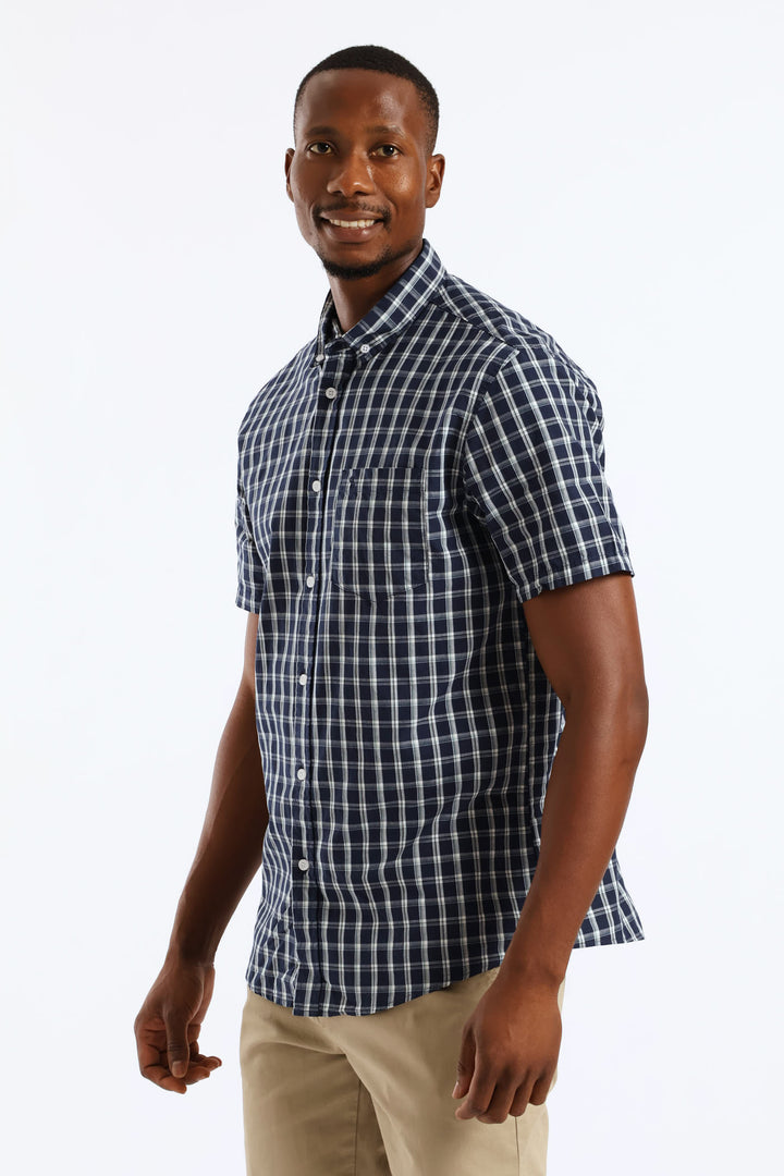Button Down Check Shirt - Navy/Sage