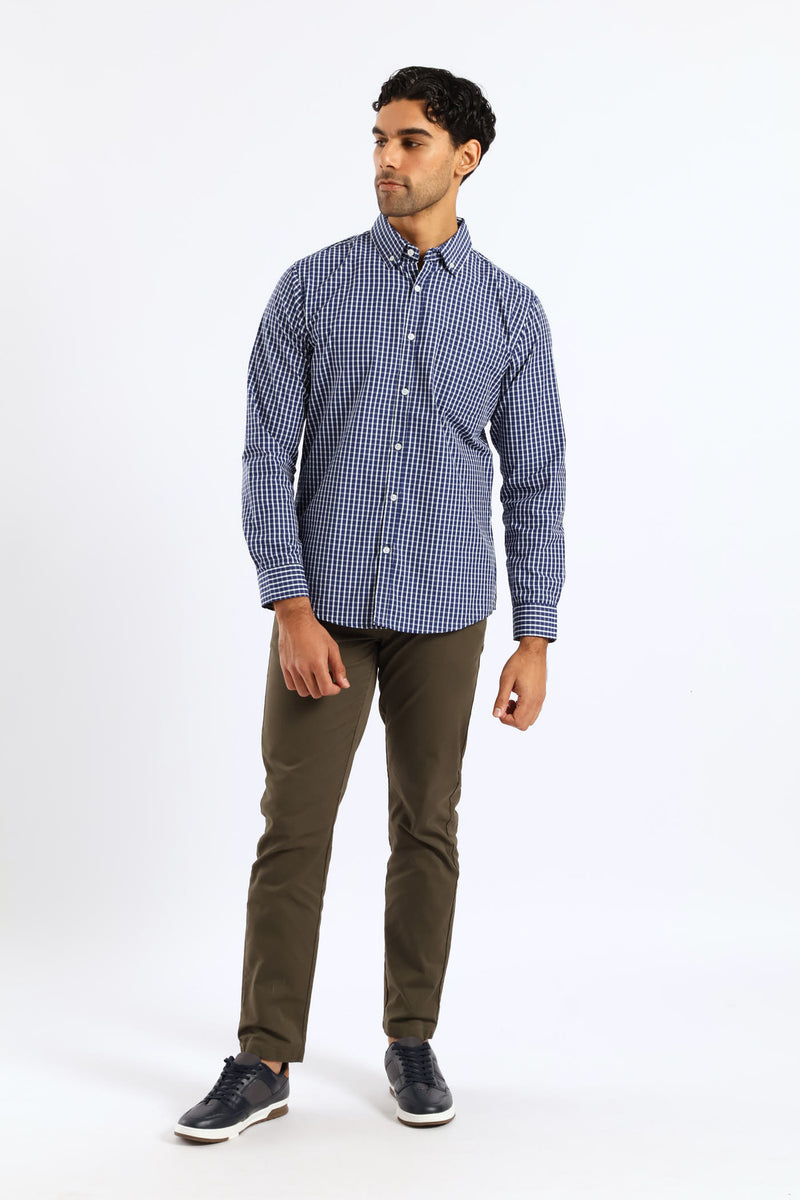 Check Button Down Shirt - White/Blue