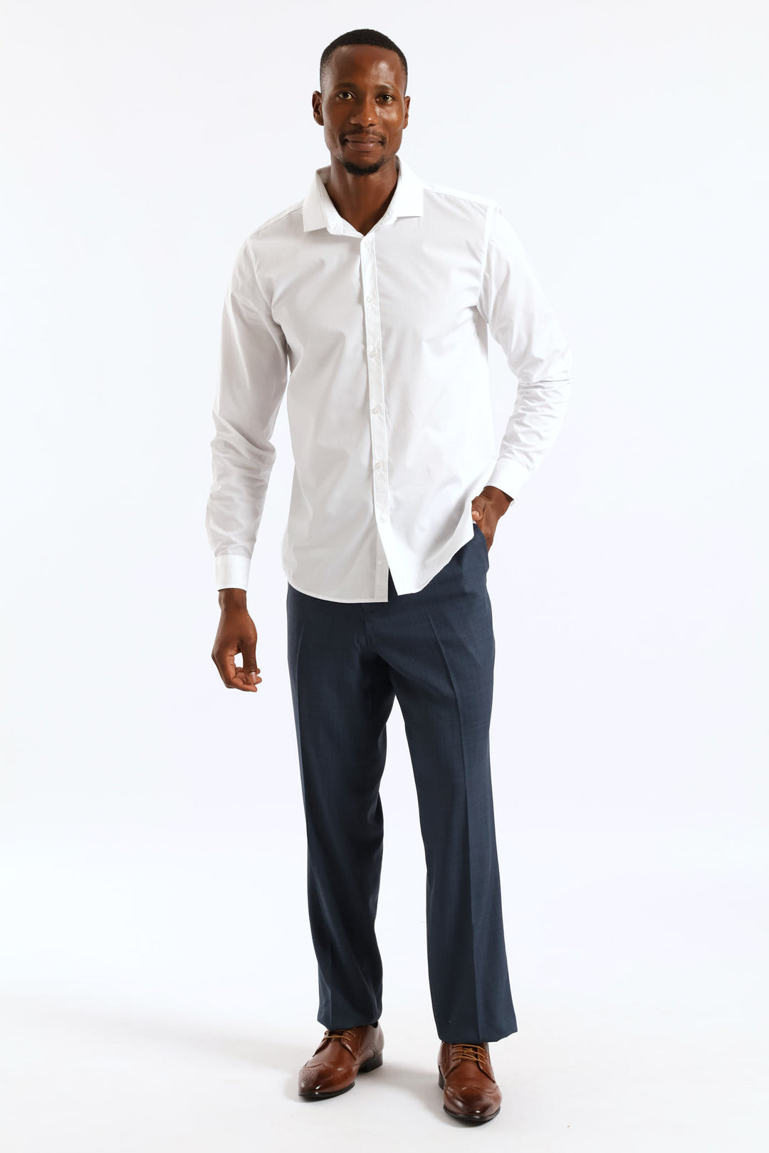 Slim Easy Care Long Sleeve Shirts - White