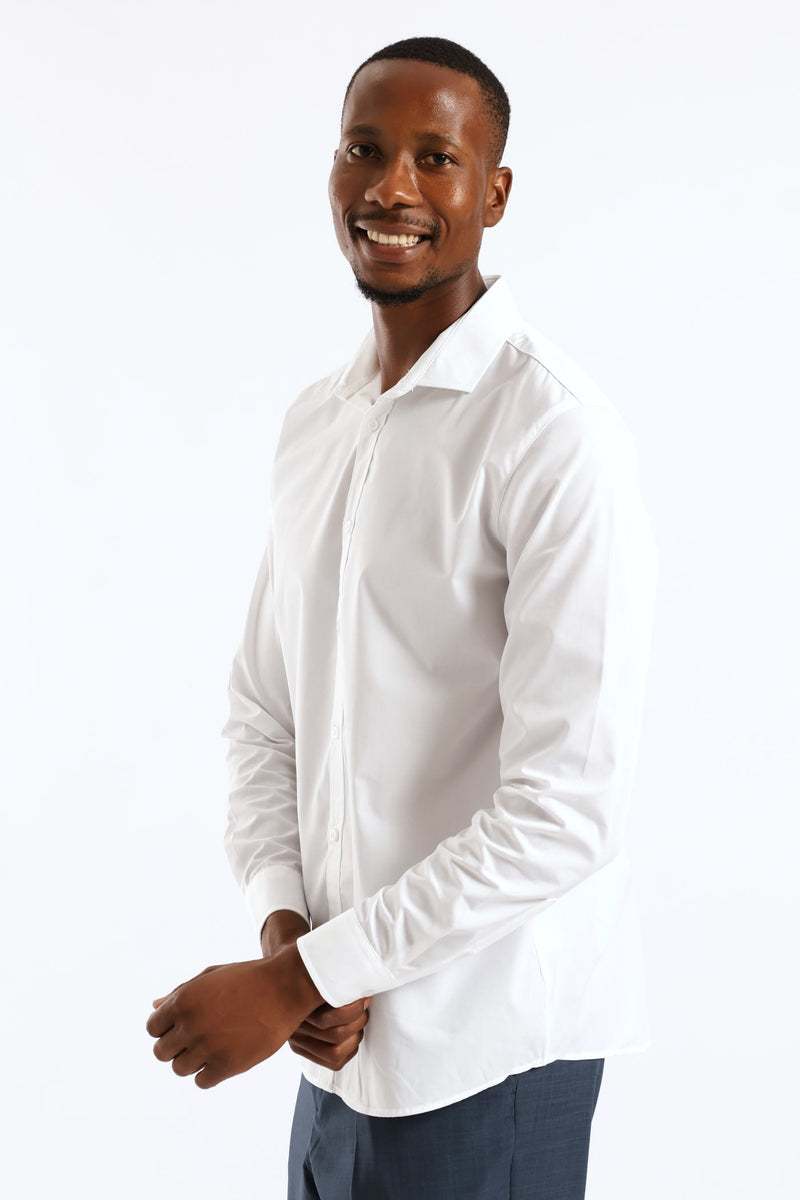 Slim Easy Care Long Sleeve Shirts - White