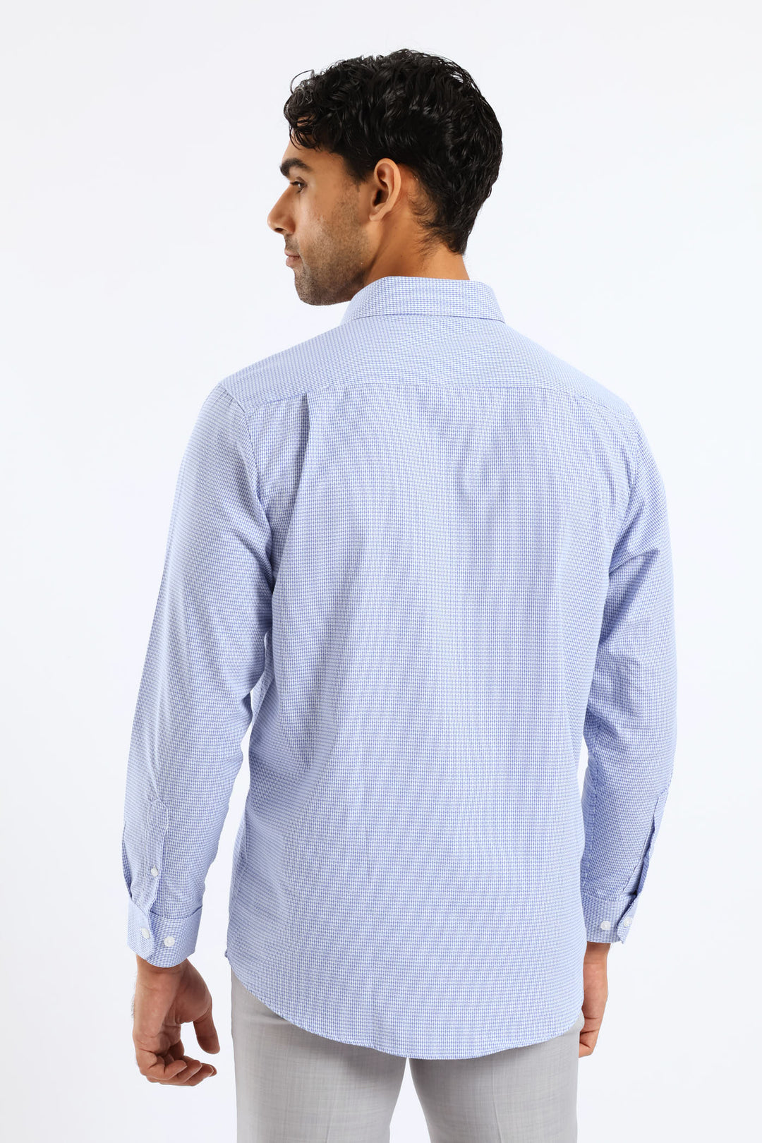 Regular Artisinal Puff Textured Shirt - White/Blue