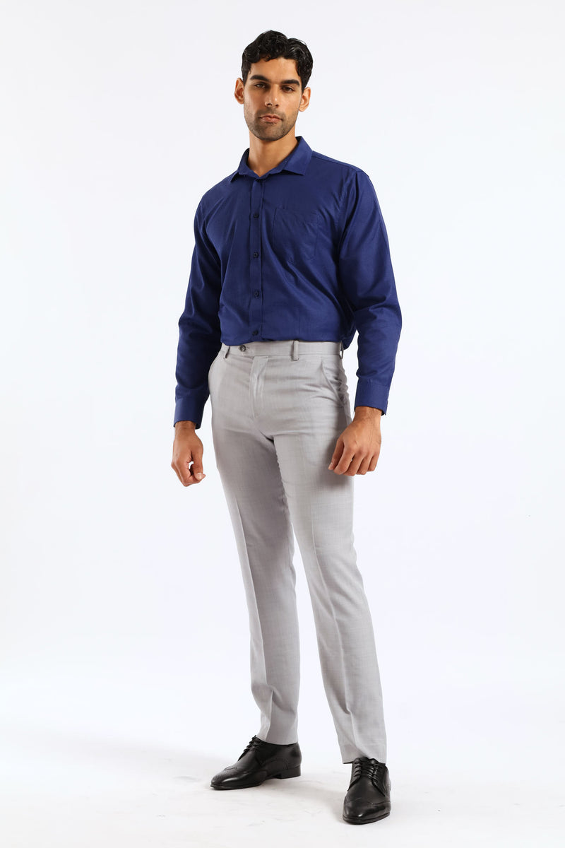 Spot Textured Long Sleeve Shirt - Dark Blue
