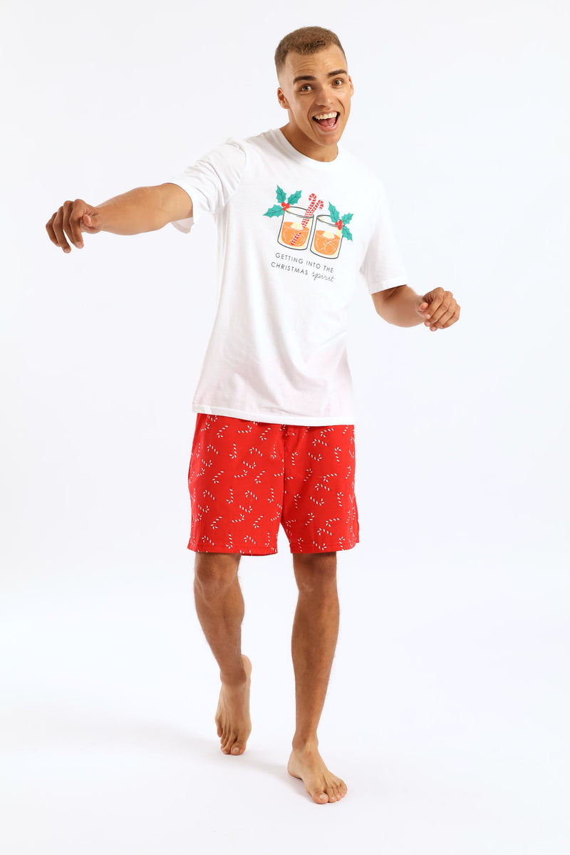 Christmas Knit Shorts - Red/White