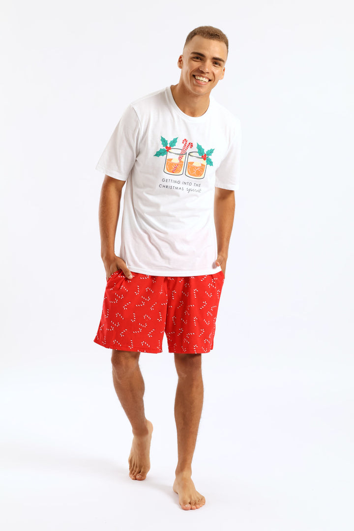 Christmas Print Knit Tee - White