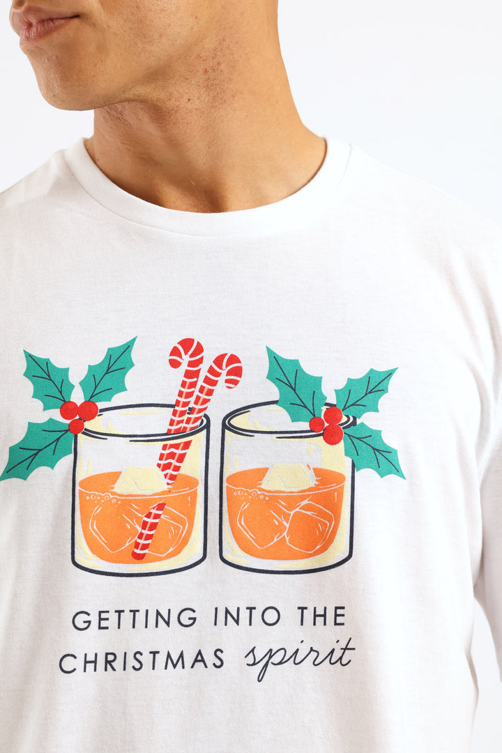 Christmas Print Knit Tee - White