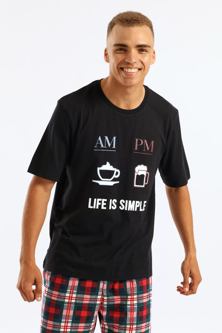 Life Is Simple Slogan Tee - Charcoal