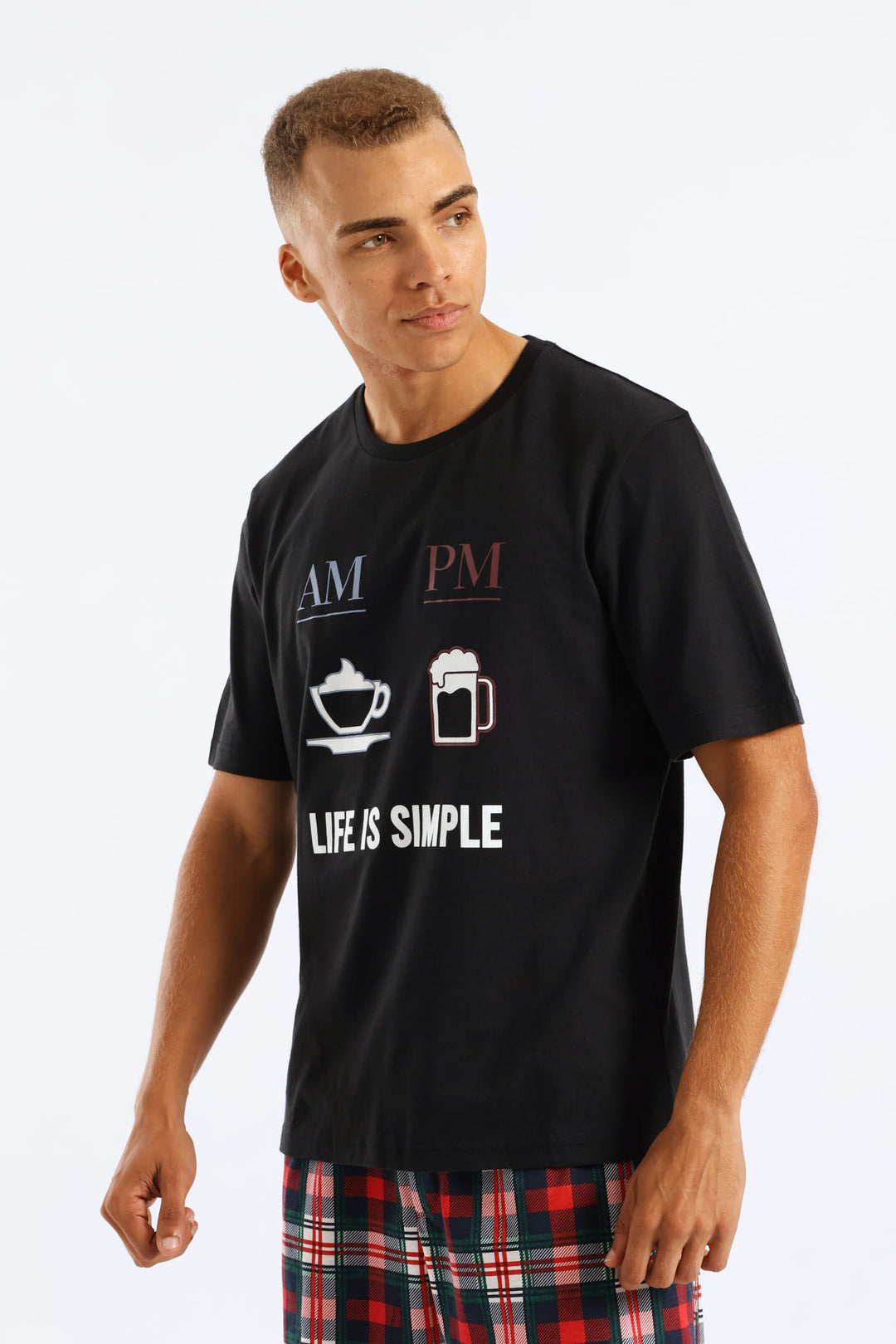 Life Is Simple Slogan Tee - Charcoal