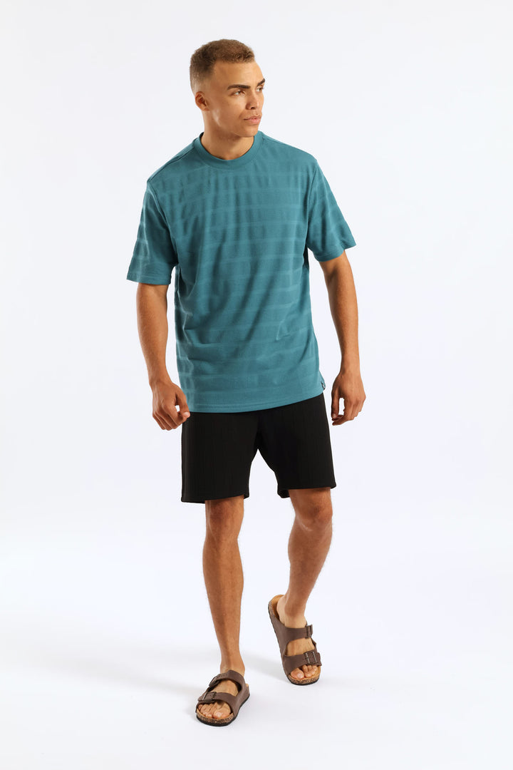 Textured Stretch Shorts - Black