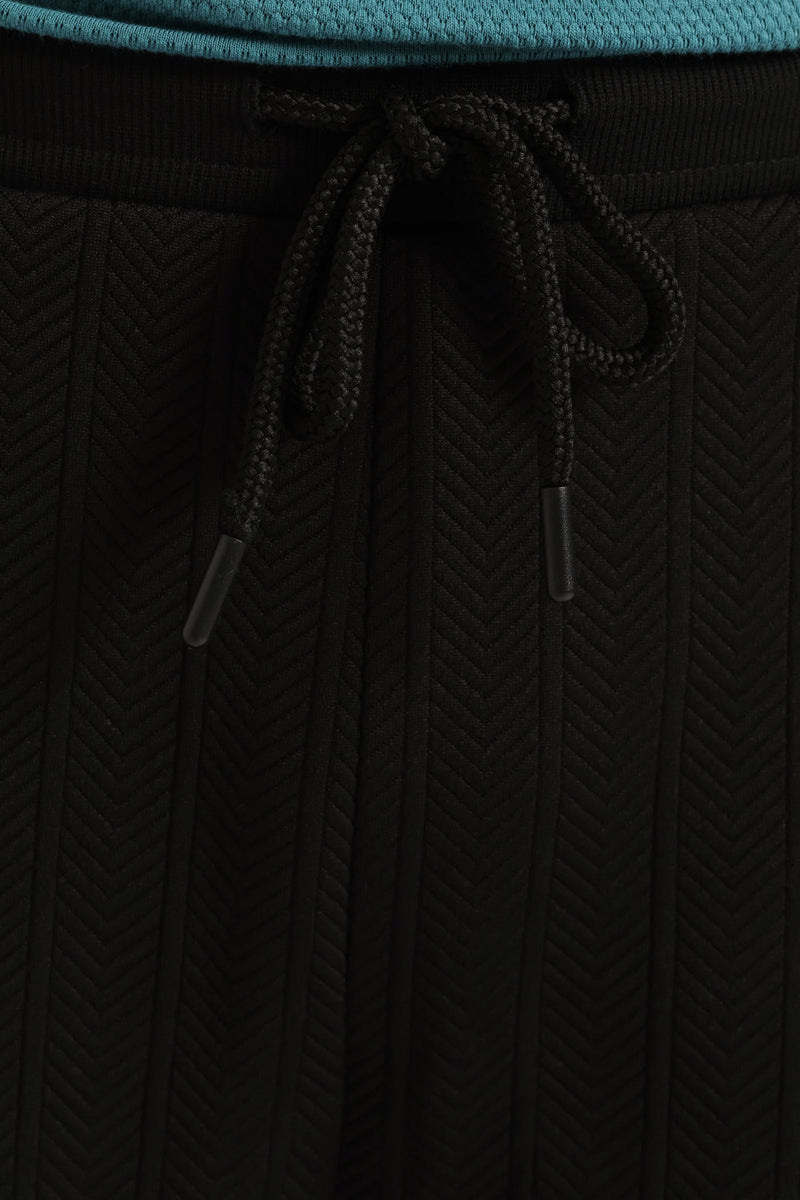 Textured Stretch Shorts - Black