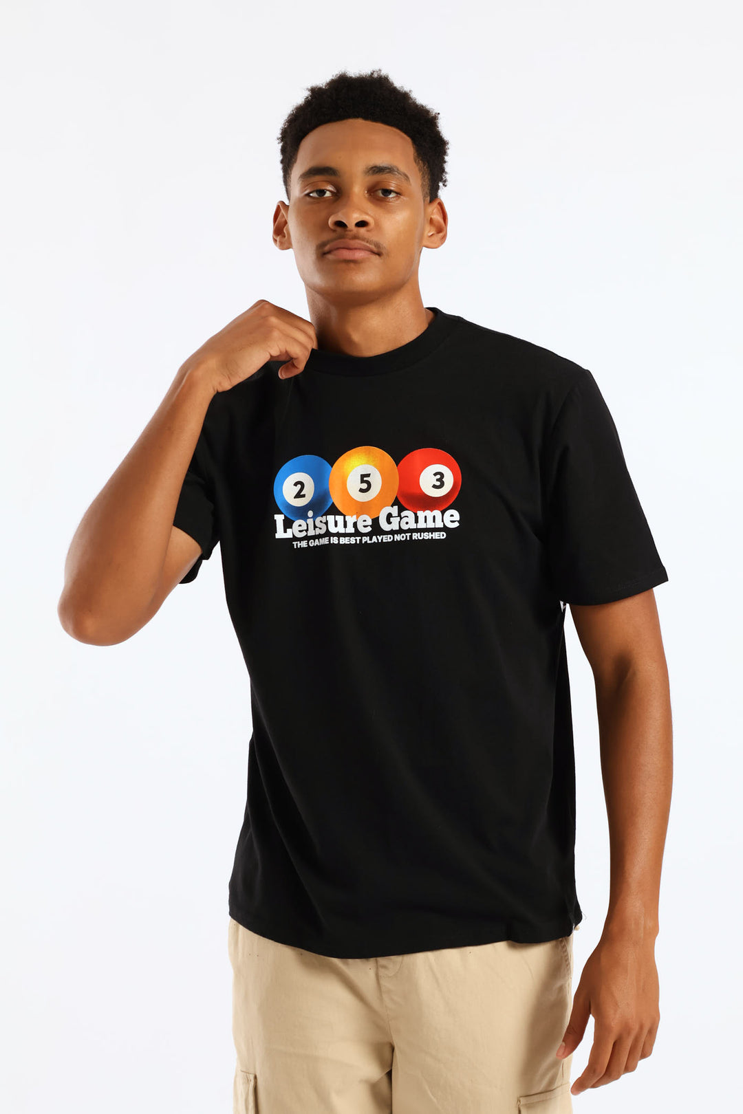 Billiards Front Print Tee - Black